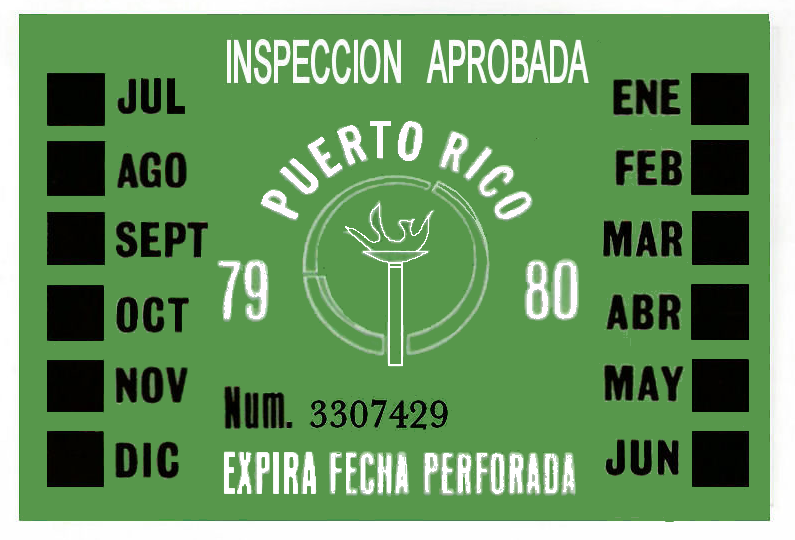 1979-80 Puerto Rico INSPECTION Sticker